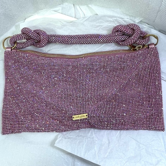 cult gaia Bags Cult Gaia Nano Hera Rhinestone Mesh Shldr Bag Shell